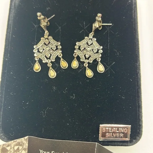 Vintage Marcasite Sterling Silver Chandelier Earrings by Suspicion ✨ - Picture 6 of 12